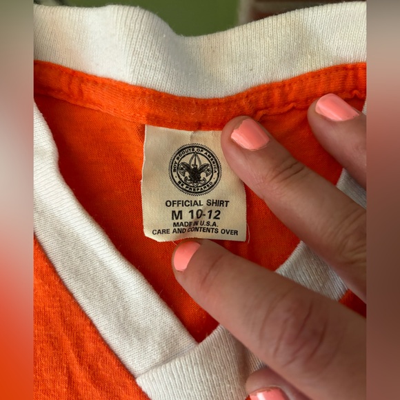 Vintage 80s Boy Scouts of America Tiger Cub Shirt Orange Made in USA Med 10-12 - Picture 10 of 10